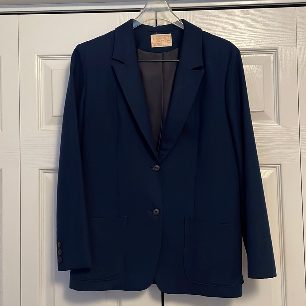 Vintage Pendleton Women's Virgin Wool Navy Blue Two Button Blazer Jacket Size 6